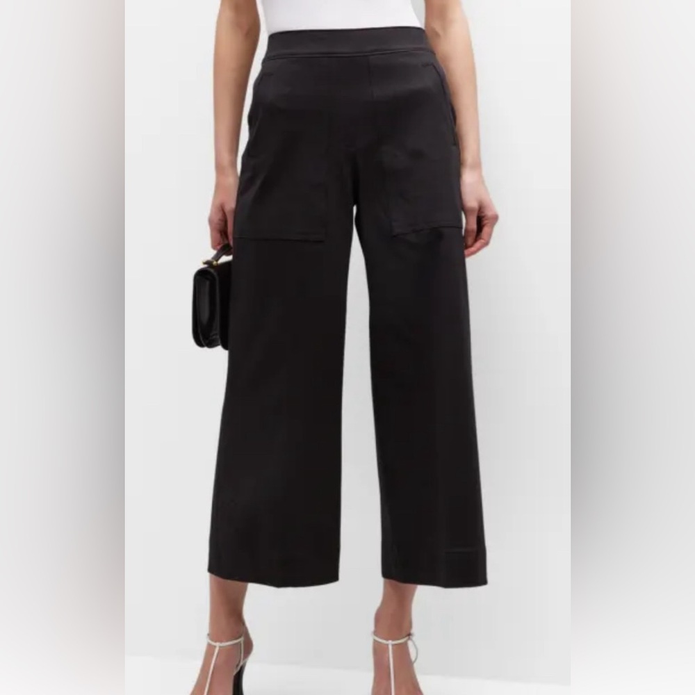 Spanx On-the-go Wide-legged cropped cotton pants